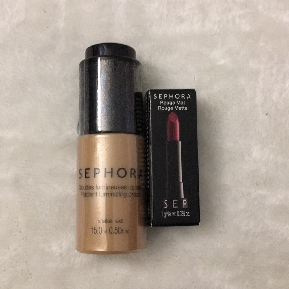 Sephora illuminator drops ultralight+mini lipstick